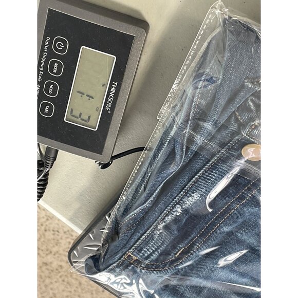 Evereve Ever Slouchy Jeans Size 24 Blue Dark Rinse Slit Distressed Hem Denim NEW - Picture 9 of 9